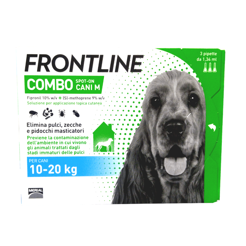 FRONTLINE COMBO CANE dai 10 ai 20 kg ( 3 pipette) -  Contro pulci, zecche e pidocchi - Sarda Zootecnica