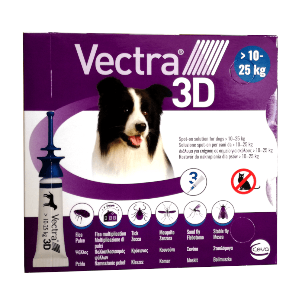 VECTRA 3D CANE 10/25 Kg (3 pipette) – Contro pulci, zecche e flebotomi - Sarda Zootecnica