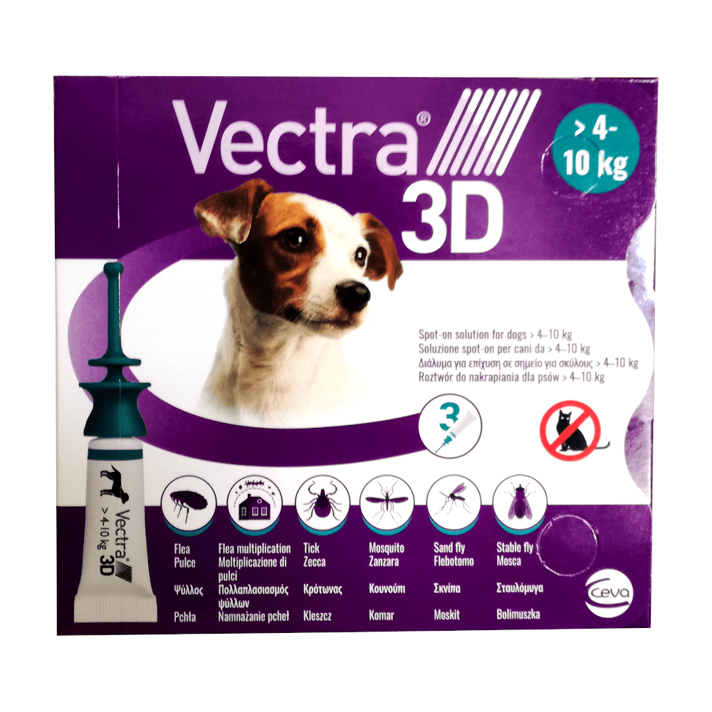 VECTRA 3D CANE 4/10 Kg (3 pipette) – Contro pulci, zecche e flebotomi - Sarda Zootecnica