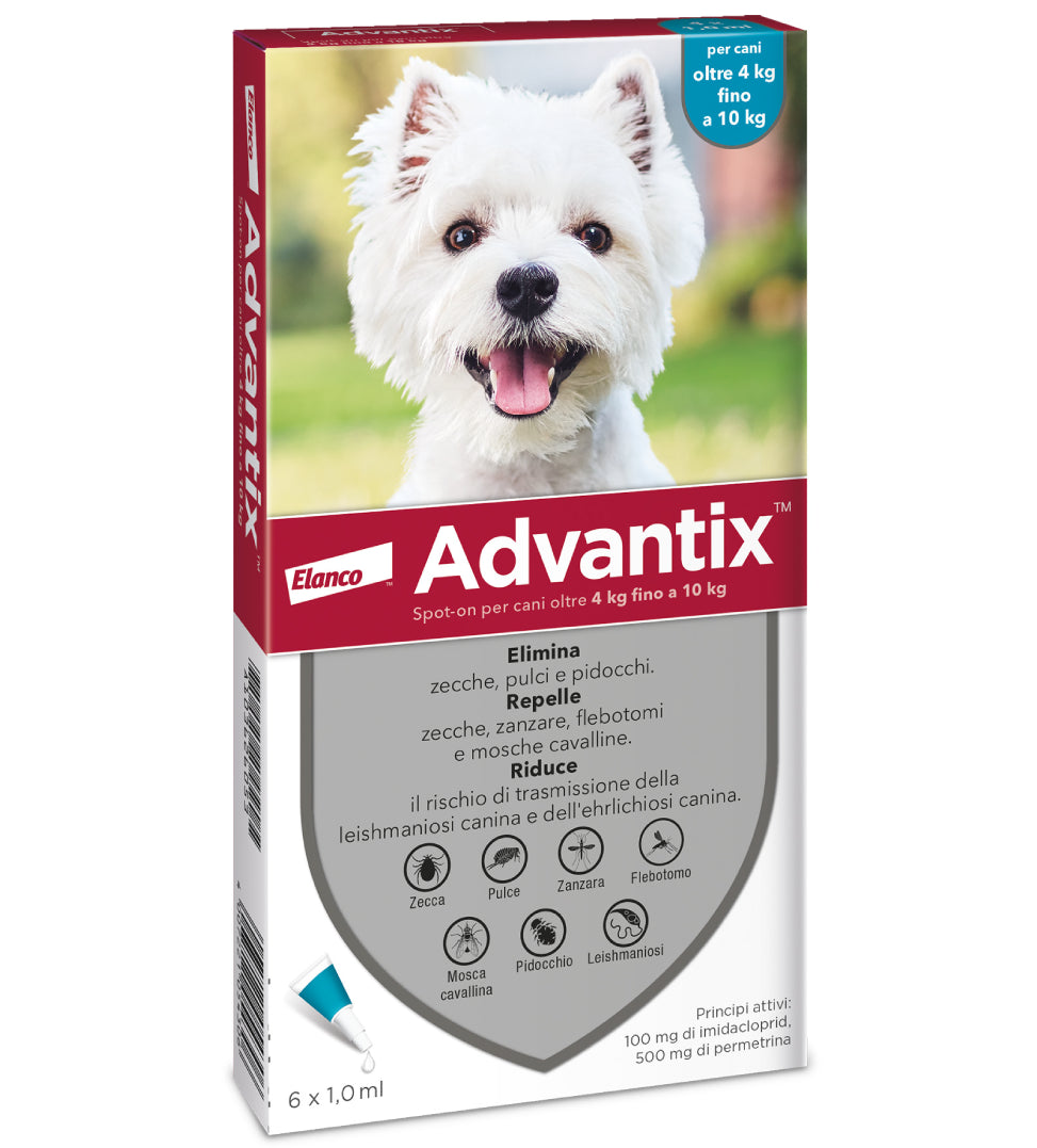 Antiparassitario davanti 04 -10 kg 6 pipette ottimo contro zecche, pulci e pidocchi