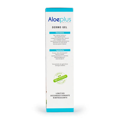 Una bottiglia di Aloeplus Dermo Gel per cani e gatti, ideale per alleviare il dolore articolare e le irritazioni cutanee dei tuoi animali domestici.