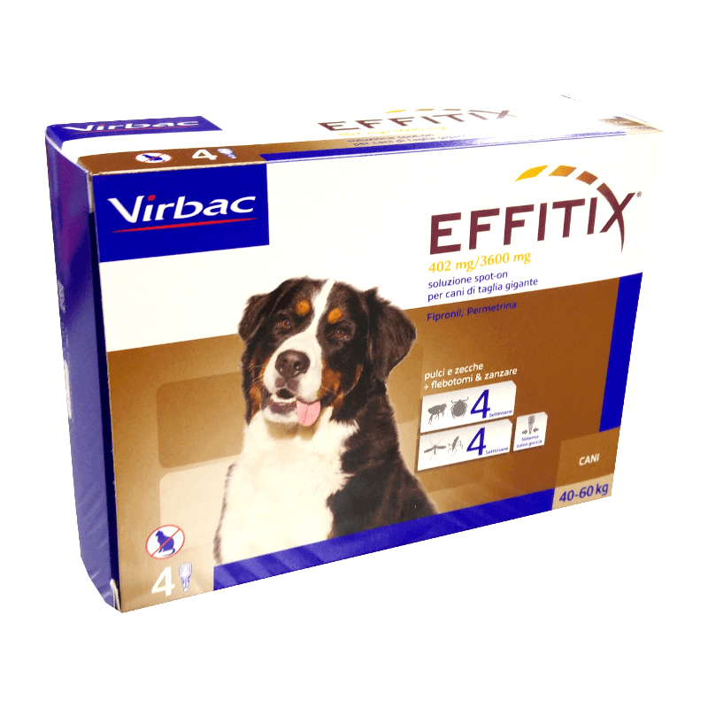 EFFITIX CANI 40-60 kg (4 pipette) antiparassitario contro pulci, flebotomi per cani di taglia grande