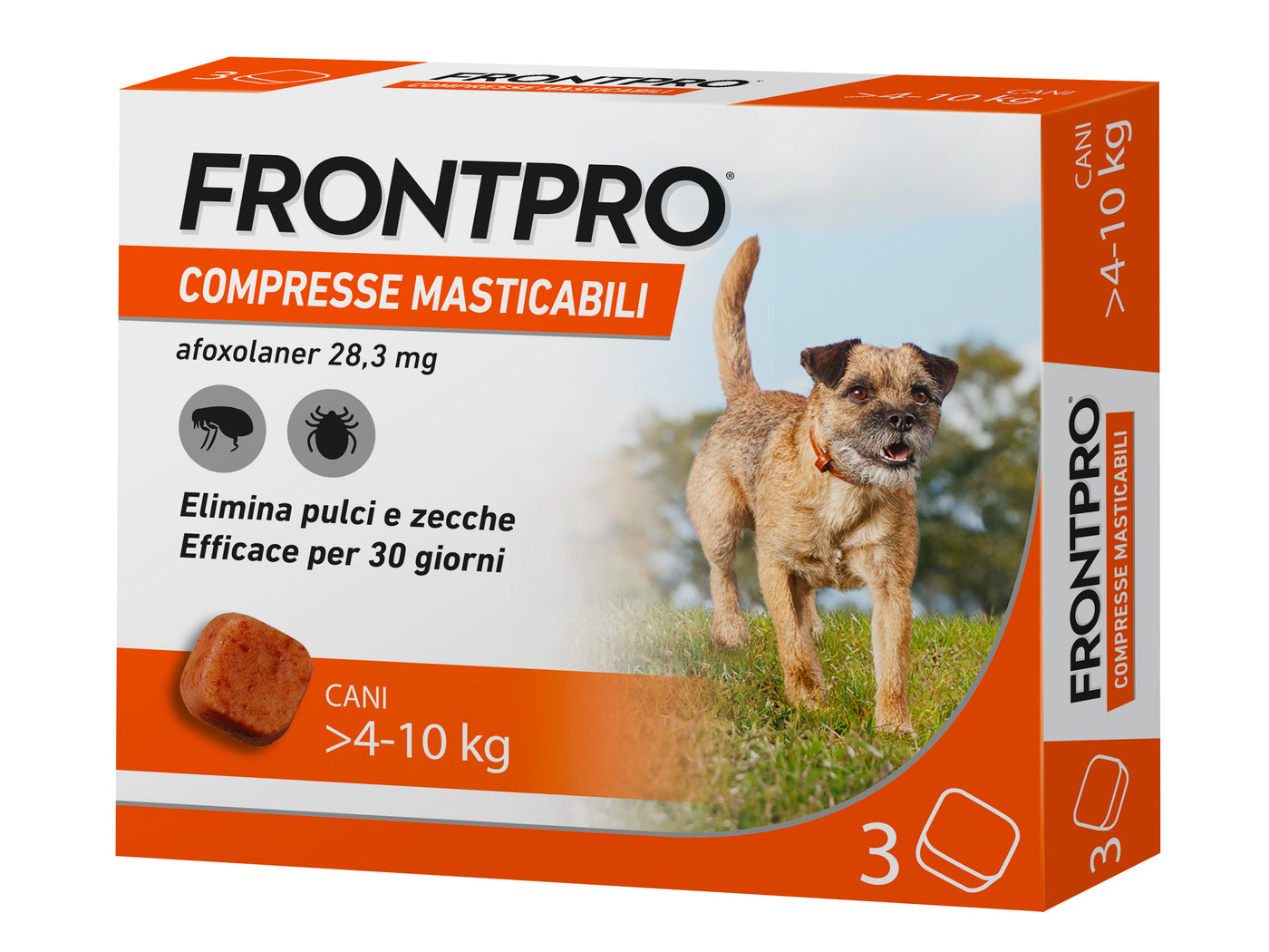 Frontpro 3 cpr 4 - 10 kg compresse antipulci per cane