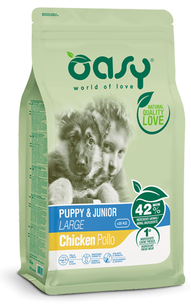 OASY DRY DOG PUPPY & JUNIOR LARGE POLLO - Alimento completo per cuccioli di taglia grande e gigante