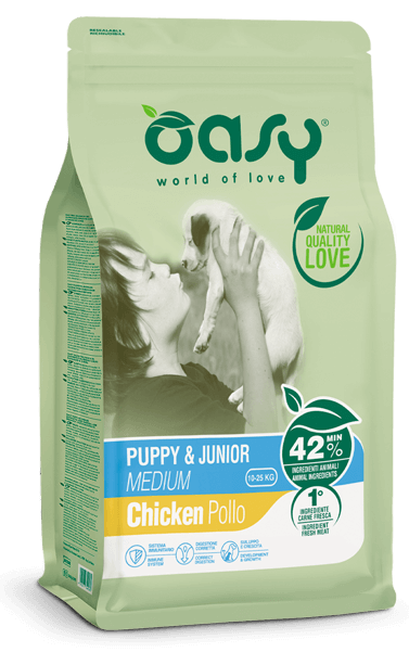 OASY DRY DOG PUPPY & JUNIOR MEDIUM POLLO - Alimento completo per cuccioli di taglia media