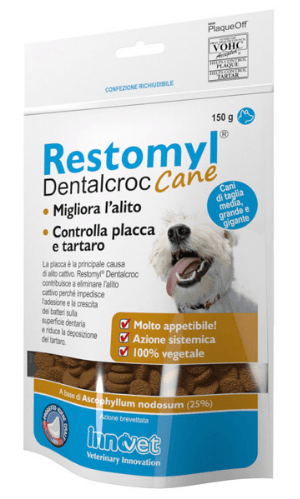 RESTOMYL DENTALCROC CANE TAGLIA MEDIO-GRANDE (150 gr) – Combatte placca, tartaro e alito cattivo - Sarda Zootecnica