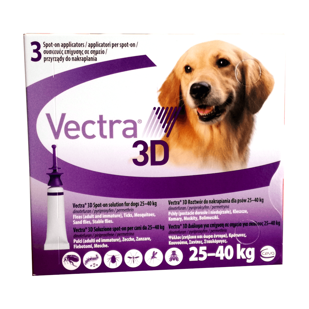 VECTRA 3D CANE 25/40 Kg (3 pipette) – Contro pulci, zecche e flebotomi - Sarda Zootecnica