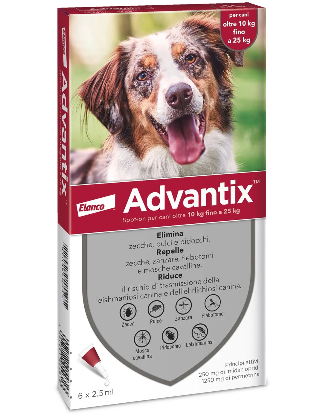 Advantix antiparassitario spot on 10-25 kg 6 pipette