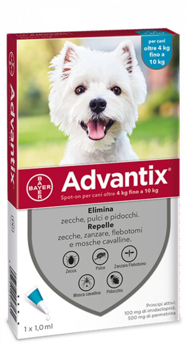 confezione di advantix 4-10 kg 1 pipetta ottimo per contrastare pulci, zecche e zanzare - Sarda Zootecnica