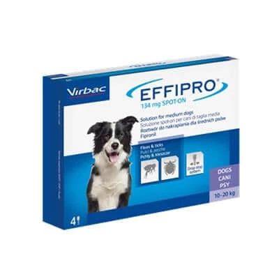 Effipro 10-20 kg per cani utile contro pulci e zecche, formato 4 pipette