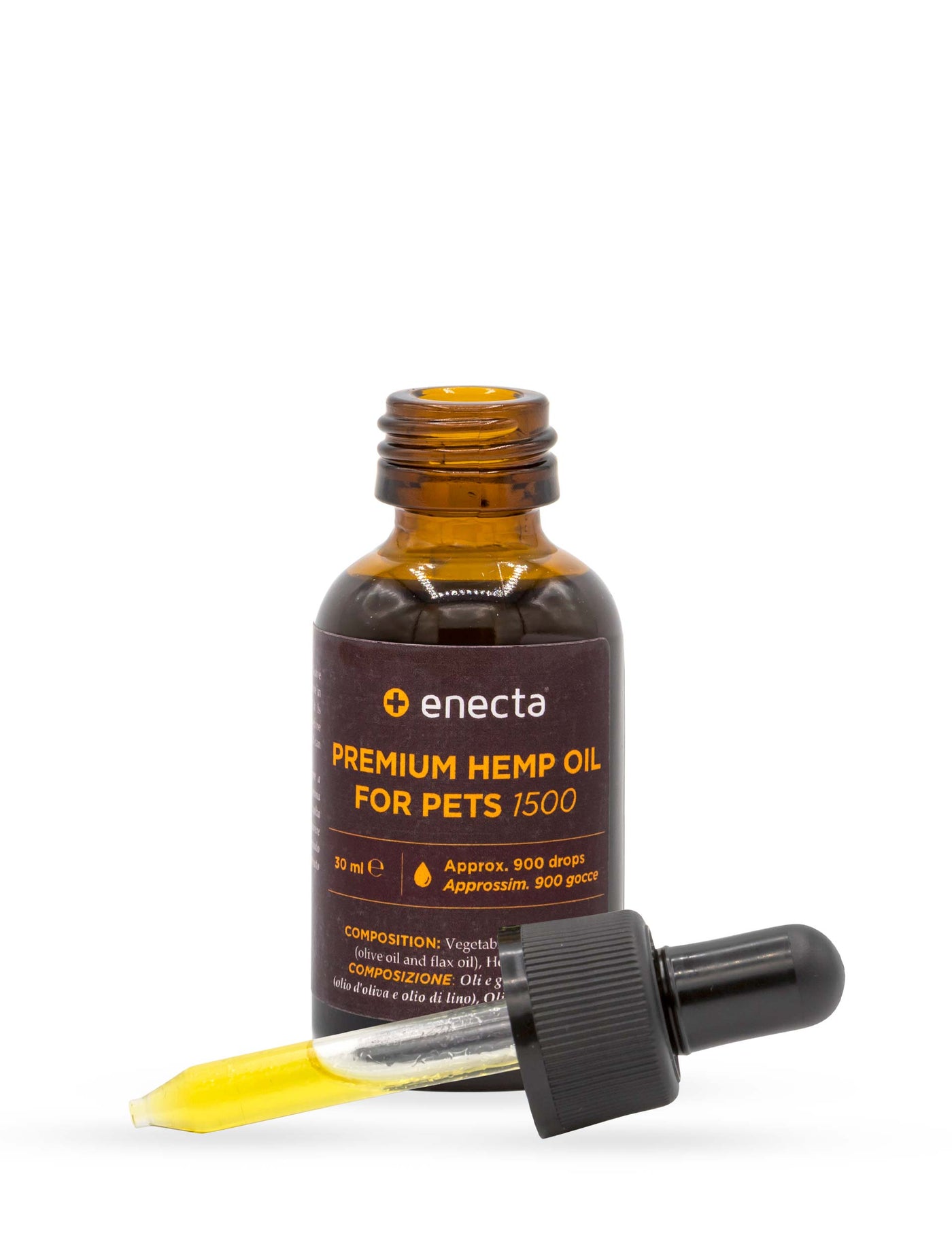 PREMIUM HEMP OIL 15OO ENECTA 5% (30ml) Estratto di Canapa per Animali, un alimento complementare per cani e gatti che aiuta a mantenere un pelo lucido, una pelle sana e un sistema cardiovascolare sano - Sarda Zootecnica