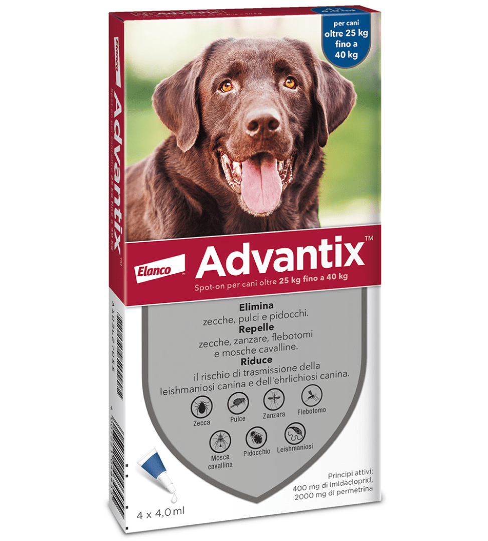 ADVANTIX 25-40 Kg – 4 pipette – Antiparassitario per cani - Sarda Zootecnica
