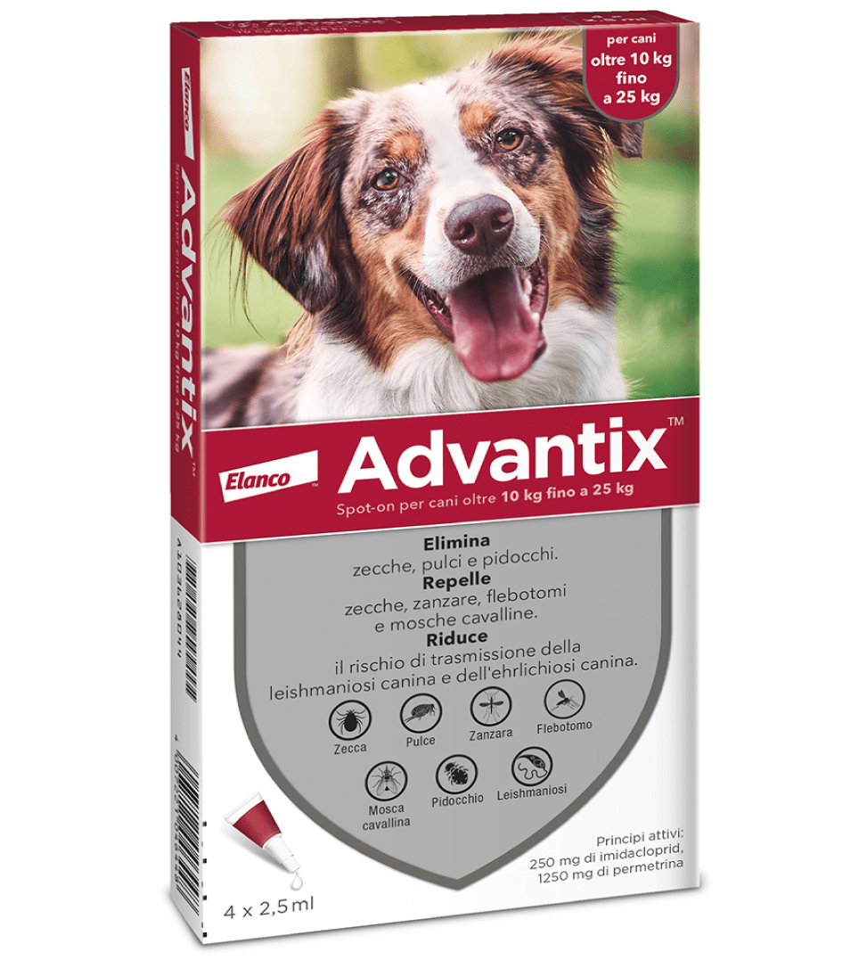 advantix 10-25 kg in formato 4 pipette peer cani