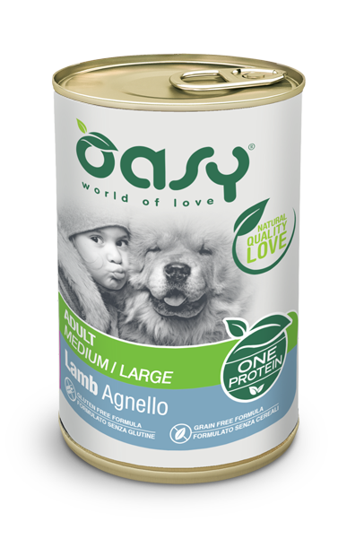 OASY ONE PROTEIN ADULT AGNELLO UMIDO  - Alimento completo per cani adulti di taglia media grande